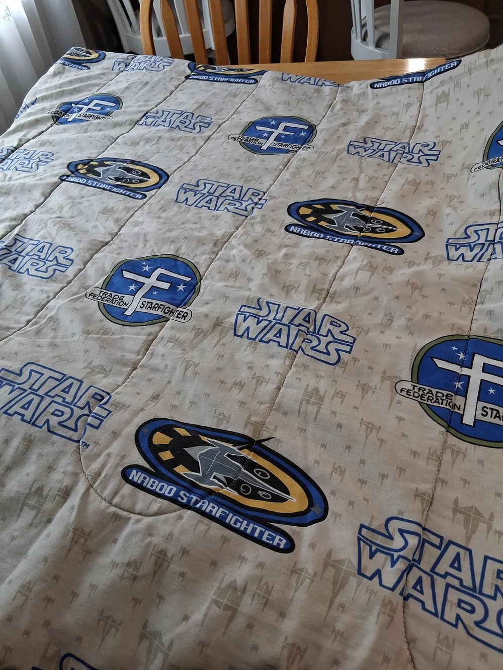 Vintage Star Wars Episode 1 Black Quilted Comforter Reversible Twin